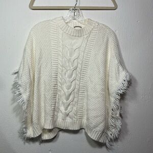 Dex Ivory Cable Knit Poncho